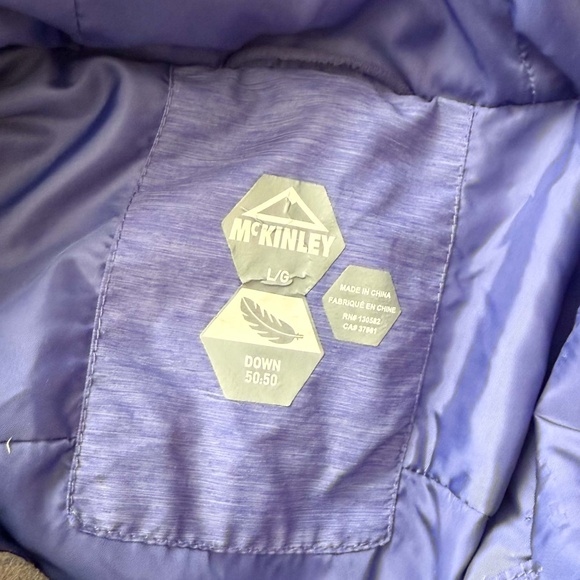 Girls L Purple Blue Puffer Cozy Feathery 50/50 Down Hooded Zip McKinley Jacket - Picture 4 of 12